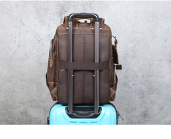Brown Large Leather 15.6 inches Laptop Backpack for Men 24L Huge Backpack - iwalletsmen