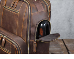 Brown Large Leather 15.6 inches Laptop Backpack for Men 24L Huge Backpack - iwalletsmen