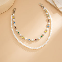 Pearl Wallet Chains Womens Double Wallet Chain Gold Beaded Wallet Chain for Women - iChainWallets