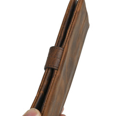 Brown Leather Wallet with Buckle for Men Buckle Mens Wallets with Coin Pocket - iwalletsmen