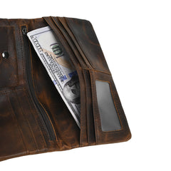 Brown Leather Wallet with Buckle for Men Buckle Mens Wallets with Coin Pocket - iwalletsmen