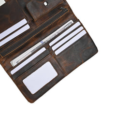Brown Leather Wallet with Buckle for Men Buckle Mens Wallets with Coin Pocket - iwalletsmen