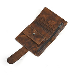Brown Leather Wallet with Buckle for Men Buckle Mens Wallets with Coin Pocket - iwalletsmen