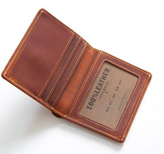 Handmade Leather Mens Cool Slim Leather Wallet Men Small Wallets Bifold for Men