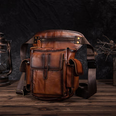 drop leg bag Mens Drop Leg Bag Biker Leather Thigh Bag Left Leg Pack Belt Pouches For Men