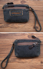Black Denim Womens Mini Shoulder Bags Keys Coin Wallet Crossbody Bag Denim Wirstlet Purse