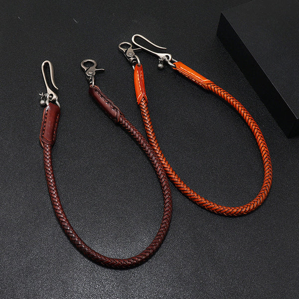 Leather Braided Biker Wallet Chains Handmade Leather Pants Chain For Men