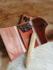 Tooled Leather Key Wallet Key Holders with Card Holder Yellow Carp Leather Key Wallets - iwalletsmen