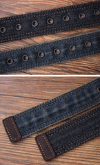 Vintage Mens Denim Slim Belts Denim Blue Belts Vintage Belts For Men