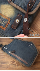 Denim Mens Sling Bag Waist Bag Chest Bag Vintage Blue Denim Sling Bag For Men