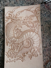 Tooled Leather Key Wallet Key Holders with Card Holder Loong Chinese Dragon Leather Key Wallets - iwalletsmen