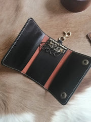 Tooled Leather Key Wallet Key Holders with Card Holder Loong Chinese Dragon Leather Key Wallets - iwalletsmen