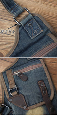 Denim Mens Sling Bag Waist Bag Chest Bag Vintage Blue Denim Sling Bag For Men