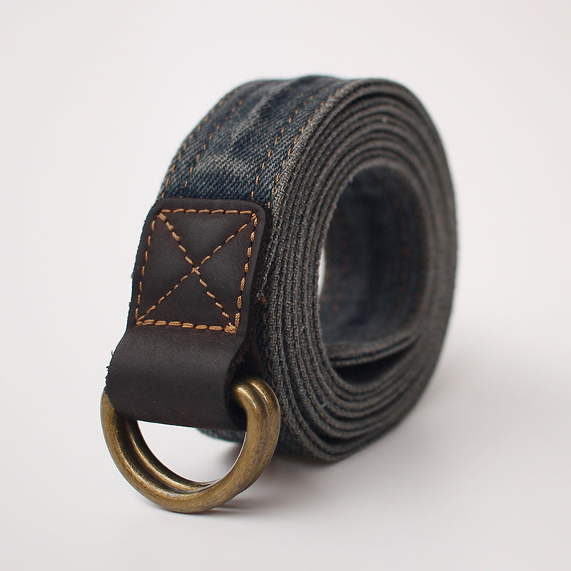 Cool Double Loops Denim Belt Denim Blue Belt Vintage Denim Belt For Men Women