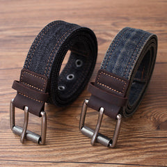 Vintage Black Mens Denim Slim Belts Denim Blue Belts Vintage Belts For Men