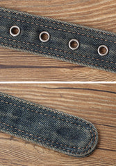 Cool Blue Denim Slim Belt Denim Blue Belt Vintage Denim Belt For Men Women