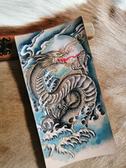 Tooled Leather Key Wallet Key Holders with Card Holder Loong Chinese Dragon Leather Key Wallets - iwalletsmen