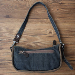 Vintage Womens Black Denim Baguette Bag Black Denim Shoulder Purse for Women