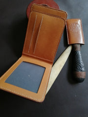 Tooled Leather Wallet Card Wallet with ID Window Floral Leather Wallet ID Holder Wallet Mens Wallet with ID Window Floral Wallet - iwalletsmen