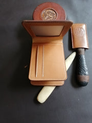 Tooled Leather Wallet Card Wallet with ID Window Floral Leather Wallet ID Holder Wallet Mens Wallet with ID Window Floral Wallet - iwalletsmen