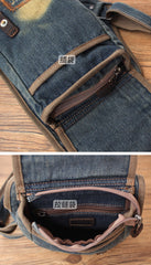 Denim Mens Sling Bag Waist Bag Chest Bag Vintage Blue Denim Sling Bag For Men