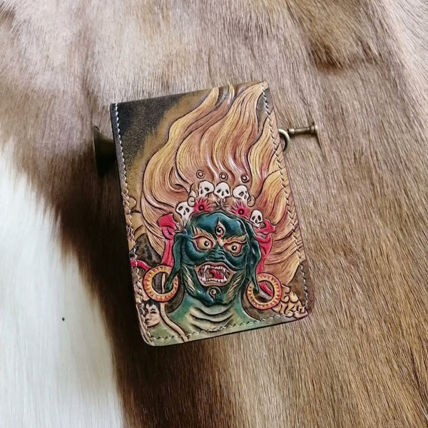 Mahakala Wallet Tooled Leather Wallet Card Wallet with ID Window 