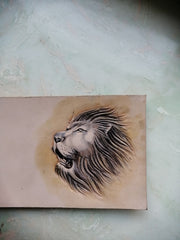 Tooled Leather Wallet Card Wallet with ID Window Lion Leather Wallet ID Holder Wallet Mens Wallet with ID Window Lion Wallet - iwalletsmen