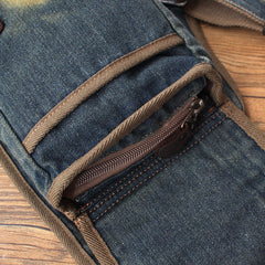 Denim Mens Sling Bag Waist Bag Chest Bag Vintage Blue Denim Sling Bag For Men