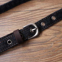 Vintage BLue Women Denim Slim Belts Denim Blue Belts Vintage Belts For Women