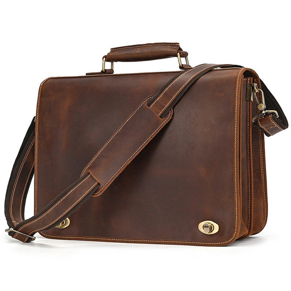 Brown Leather 15 inches Laptop Briefcase 