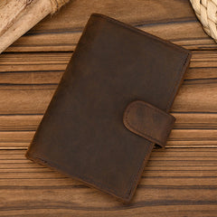 Dark Brown Leather Vertical Wallet with Buckle Mens Wallets Leather Vertical Bifold Wallet - iwalletsmen
