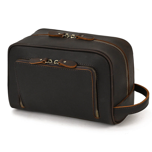  Brown Leather Toiletry Bag Men's Leather Toiletry Bag - iwalletsmen