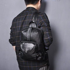 Large Leather Sling Bag for Big Guys - Strap Detail