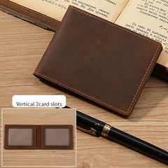 Slim Leather ID Window Wallet Mens Bifold Wallet ID Window Minimalist Wallet with ID Window - iwalletsmen