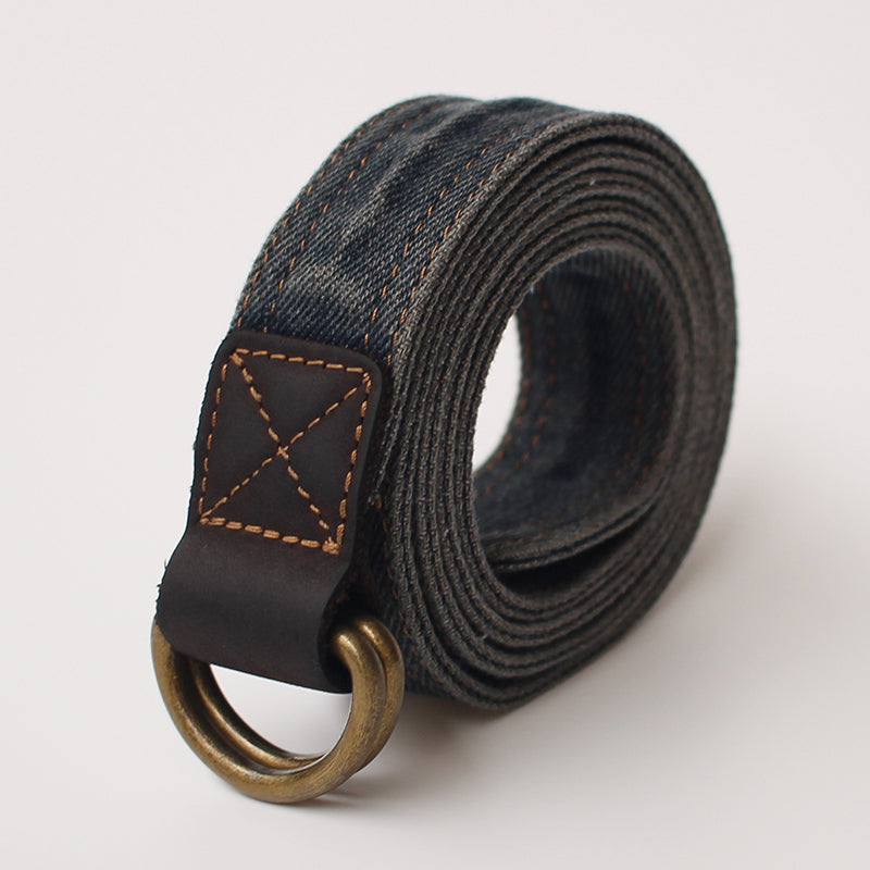 Slim Mens Double Loops Denim Belt Denim Blue Belt Vintage Denim Belt For Men Women