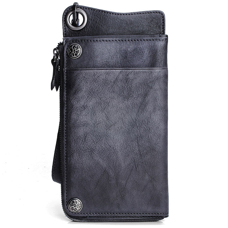 Leather Long Wallets for men Chain Wallet Bifold Vintage Men Biker wallet