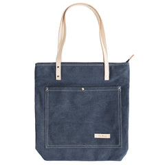 Mens Denim Blue Vertical Tote Bag Minimalist Denim Shoulder Tote Messenger Bag for Women