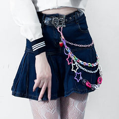 Colorful Light Up Double Jeans Chain - front view - iwalletsmen