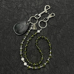 Long Beaded Pants Chain Beaded Wallet Chain Long Beaded Pants Chain Crystal Bead Wallet Chain with Keychain - iChainWallets