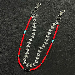 Red Beaded Wallet Chain Double Wallet Chain Beaded Pants Chain Double Pants Chain - iChainWallets