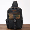 Vintage Blue Denim Mens Sling Bag Chest Bag Cool Blue Denim Sling Bag For Men