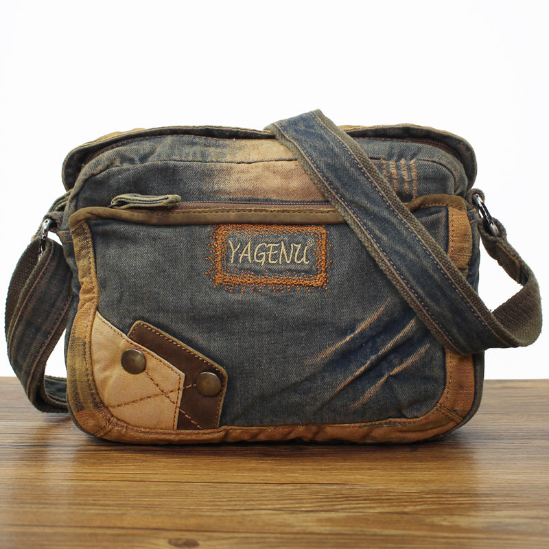 Denim Small Side Bag Mens Blue Denim Messenger Bags Vintage Denim Smal –  iwalletsmen