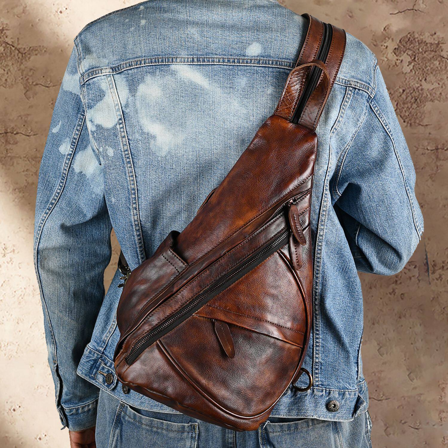 crossbody and backpack leather Mens Leather Backpack Crossbody Convertible Convertible Crossbody And – iwalletsmen