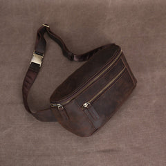 Dark Brown Large Leather Waist Bag Mens - iwalletsmen