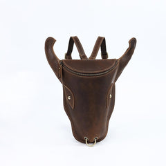 Brown Ox Bull Head Leather Backpack Mens Cool Leather Backpack - iwalletsmen
