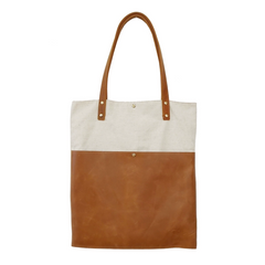 White&Brown Canvas Tote Bag Canvas Leather Handbag Womens Canvas Leather Totes Bag for Men