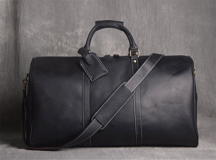 Black Leather Duffle Bag Mens