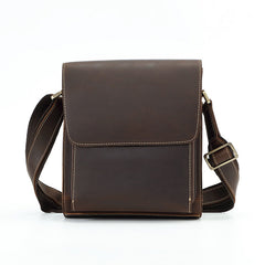Brown Vertical Messenger Bag for Men 
