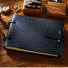 Black Leather Bound Sketchbook A5 Leather Sketchbook Leather Bound Journal - iwalletsmen