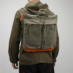 Army Green Canvas Mens Backpack Canvas Army Backpack Canvas Travel Backpack for Men